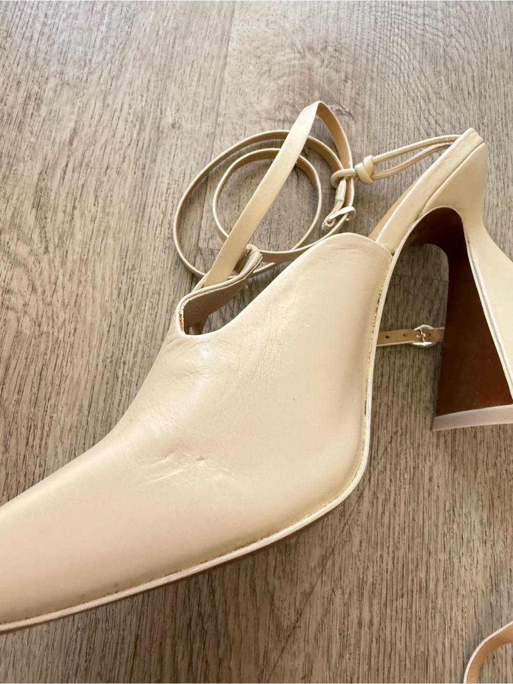 cult gaia lorena cream leather sculptural high heel ankle pumps mules shoes 38 - Picture 10 of 11